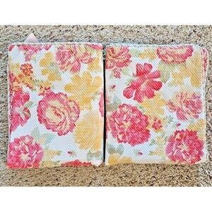 Mary Jane's Farm Home Vintage Rose Quilted Pillow Shams Cotton Cottage Floral